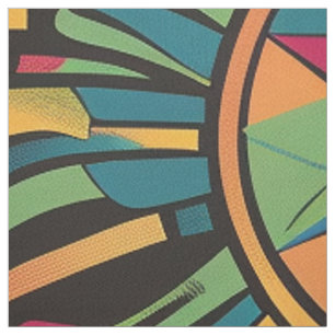 Tela Lujoso cian "Eclipsed Suns and Pyramids" tejido