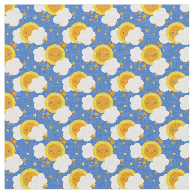 Tela Luna Kawaii Caída, Estrellas, Sol (De cerca)