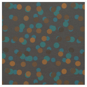 Tela lunares azul verdoso, marrón, bronce y azul