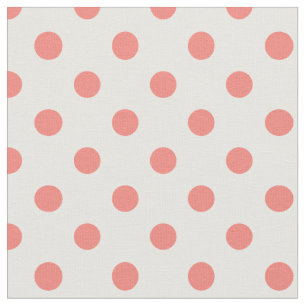 Tela Lunares grandes - rosa coralino en blanco