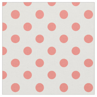 Tela Lunares grandes - rosa coralino en blanco
