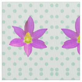 Tela Lunares Verdes en Floral Rosa