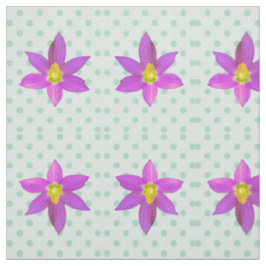 Tela Lunares Verdes en Floral Rosa