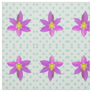 Tela Lunares Verdes en Floral Rosa