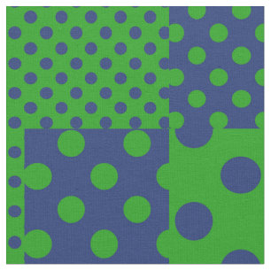 Tela Lunares verdes y azules de patchwork 