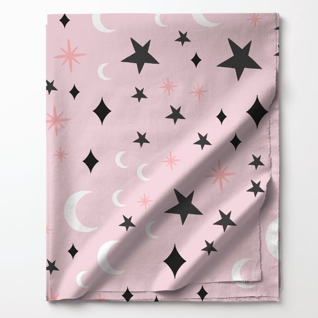 Tela Lunas y estrellas celestiales sobre patrón rosa (Subido por el creador)