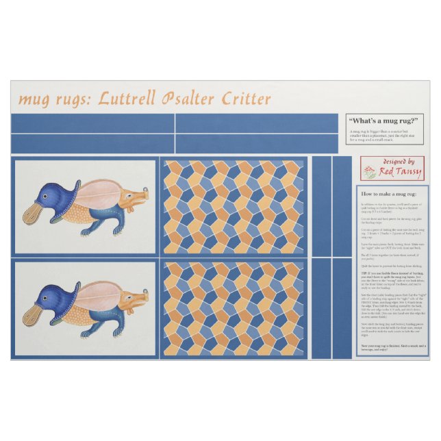 Tela Luttrell Psalter Critter DIY Mug Rugs ("Cuarto gordo" (fat quarter))