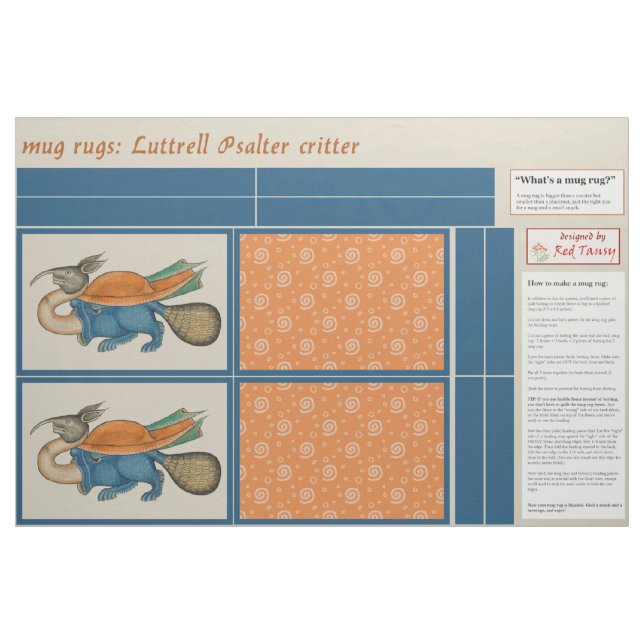 Tela Luttrell Psalter Critter DIY Mug Rugs ("Cuarto gordo" (fat quarter))