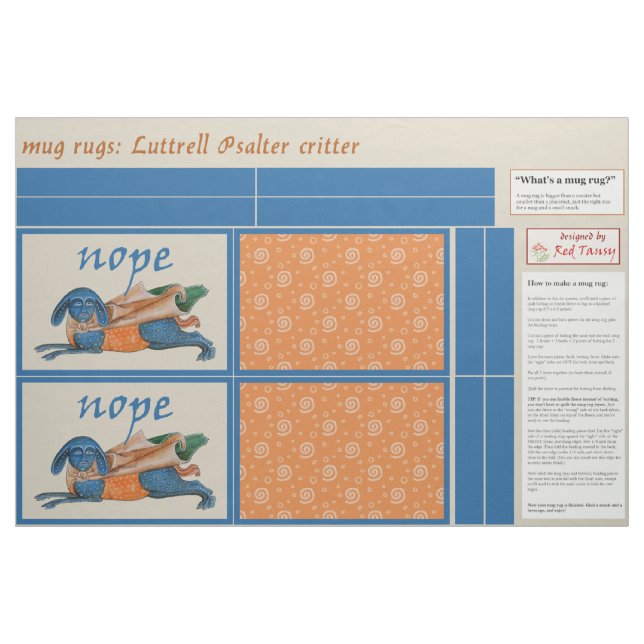 Tela Luttrell Psalter Critter DIY Mug Rugs ("Cuarto gordo" (fat quarter))