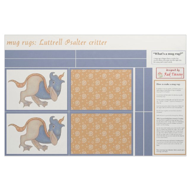 Tela Luttrell Psalter Critter DIY Mug Rugs ("Cuarto gordo" (fat quarter))