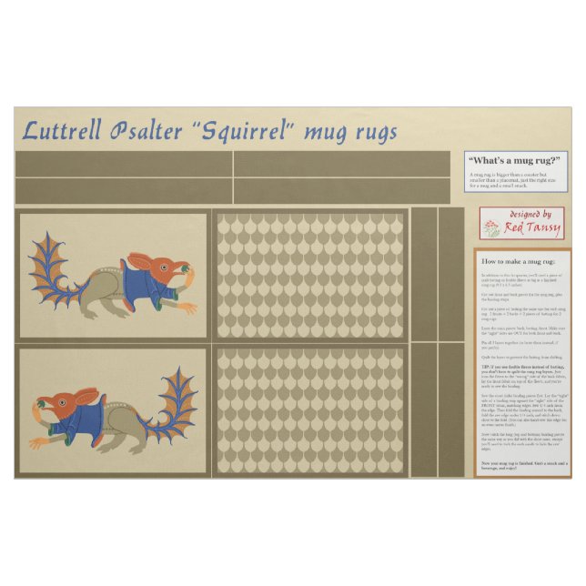Tela Luttrell Psalter "Squirrel" DIY Mug Rugs ("Cuarto gordo" (fat quarter))