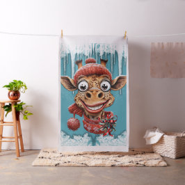 Tela Magia de invierno con una linda jirafa personaliza