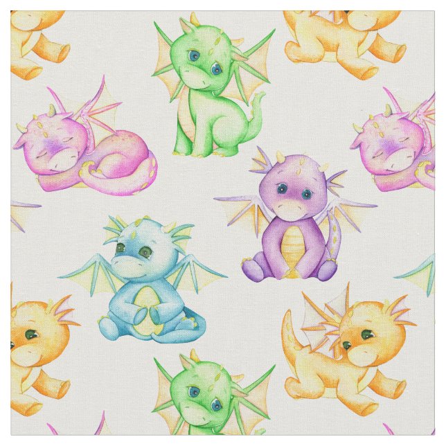 Tela Magical Dragon Dreams Baby Shower Fabric (De cerca)