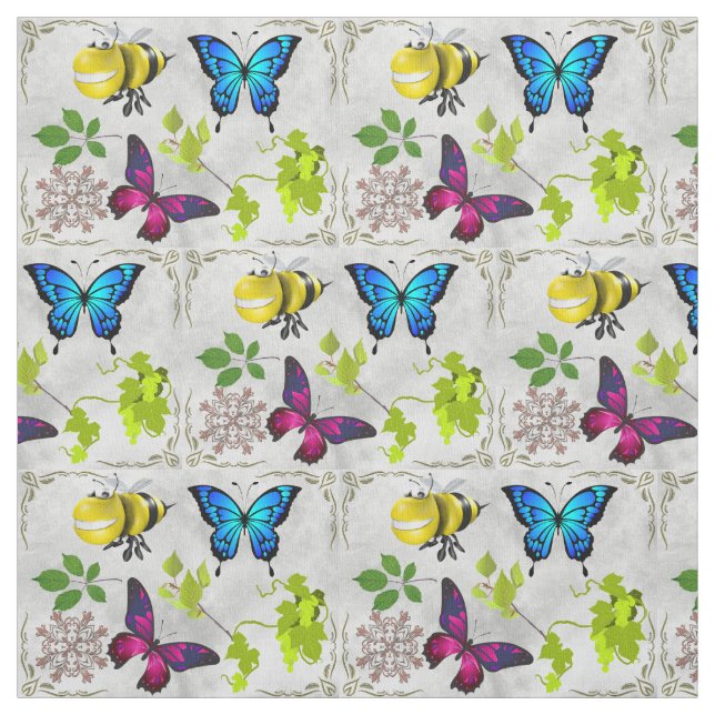 Tela Magníficas mariposas Bebidas Foliage Vivid Pattern (Retal)