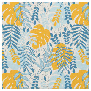 Tela Magníficas plantas tropicales amarillas y azules
