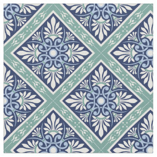 Tela Magnífico resumen marroquí - Azul, blanco, verde