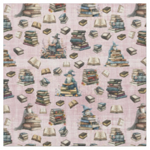 Tela Magos Mágicos & Libros en Rosa Polvoriento