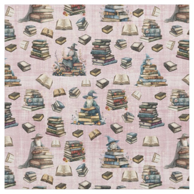 Tela Magos Mágicos & Libros en Rosa Polvoriento (De cerca)