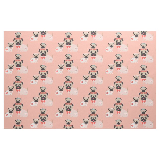 Tela Mamá y bebés Pugs ("Cuarto gordo" (fat quarter))