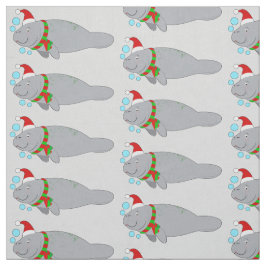 Tela Manatee con Santa Hat y Scarf