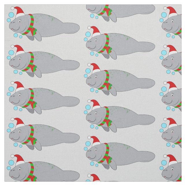 Tela Manatee con Santa Hat y Scarf (Retal)