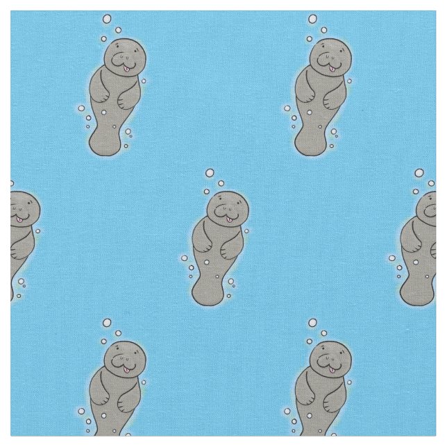 Tela Manatí de bebé con ilustracion de burbujas (De cerca)