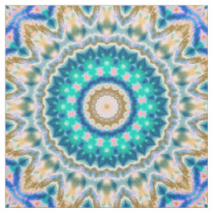 Tela Mandala amarilla turquesa