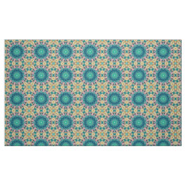 Tela Mandala amarillo-naranja, menta y rosa.