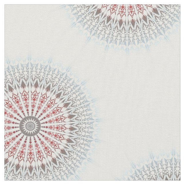 Tela Mandala blanca azul taupe (De cerca)