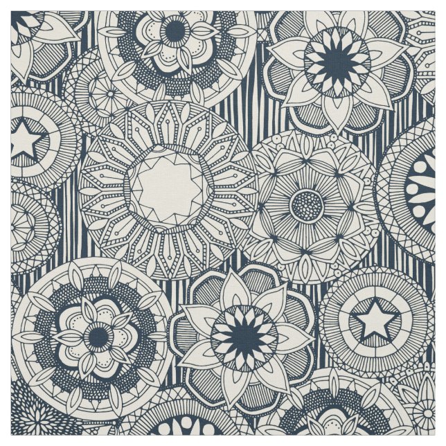 Tela mandala cirque indigo crema (Retal)