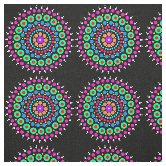 Tela Mandala colorido bg negro (Retal)