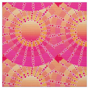 Tela Mandala con estrellas - gradiente de satín rosa y 