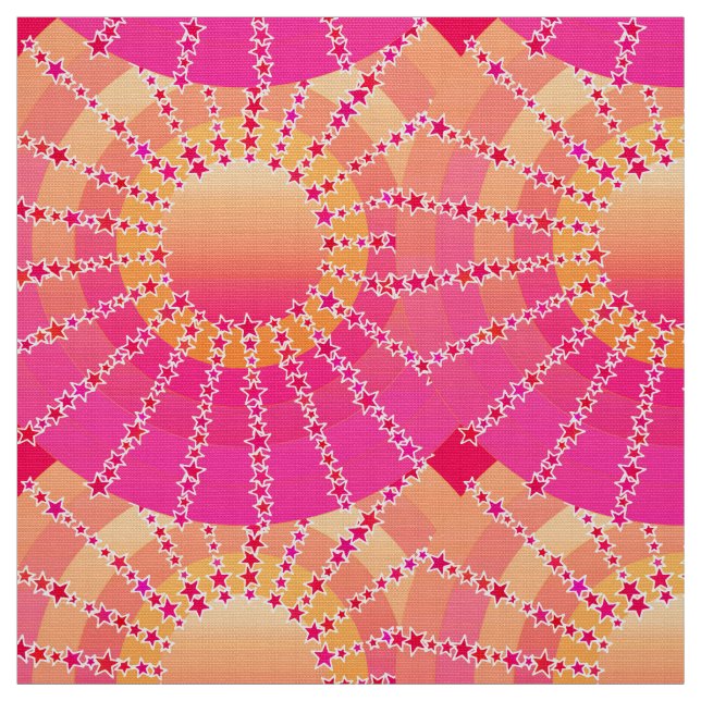 Tela Mandala con estrellas - gradiente de satín rosa y  (Retal)