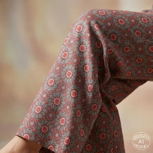 Tela Mandala de arte popular étnico bohemio rojo negro
