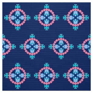 Tela Mandala de cuatro puntos, azul índigo, turquesa y