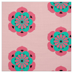 Tela Mandalá de Flor de Loto, Rosa Coral y Turquesa