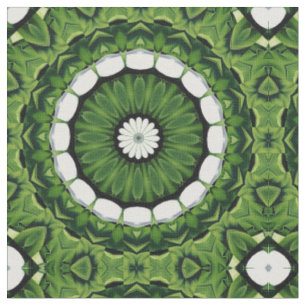Tela Mandala de Flora Verde Tropical y Blanco