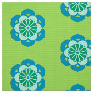 Tela Mandala de flores de Lotus, verde limón y azul cla