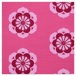 Tela Mandala de la flor de Lotus, rosa fucsia y Borgoñ