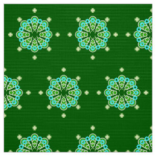 Tela Mandala de ocho puntos, Dark Jade Green y Aqua