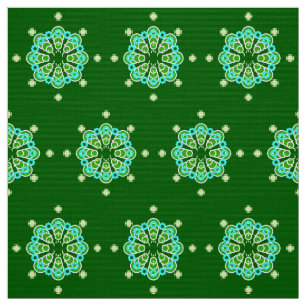 Tela Mandala de ocho puntos, Dark Jade Green y Aqua