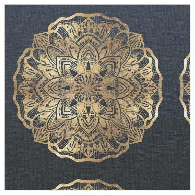 Tela Mandala de oro azul de la marina moderna de moda (De cerca)