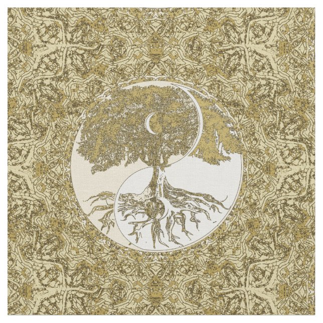 Tela Mandala de oro Yin Yang (De cerca)