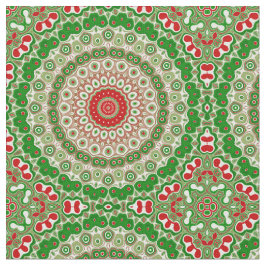 Tela Mandalá Festivo Rojo y Verde con Simetría Navideña