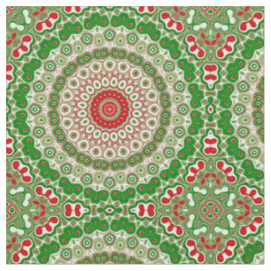 Tela Mandalá Festivo Rojo y Verde con Simetría Navideña