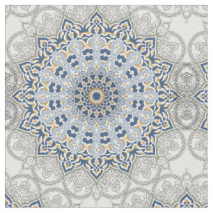 Tela Mandala kaleidoscopio azul floral vintage