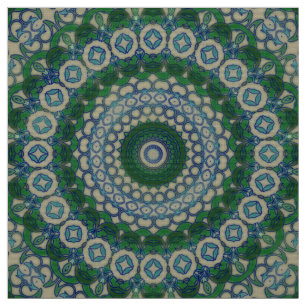Tela Mandala verde, azul y gris