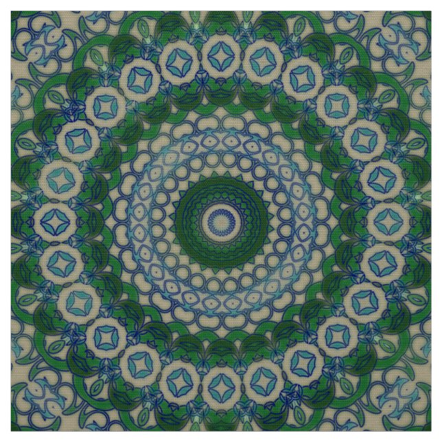 Tela Mandala verde, azul y gris (Retal)