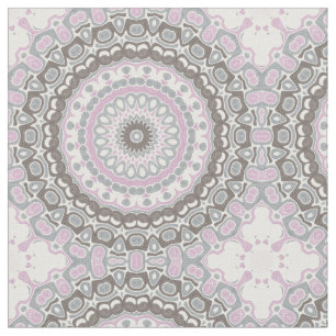 Tela Mandalas de Gris Suave y Rosa Beige