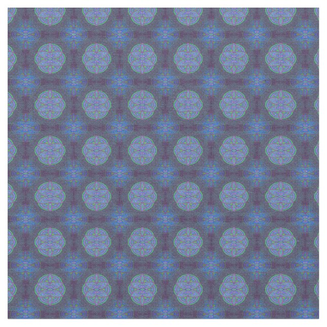 Tela Mandalas en combinación Patrones de repetición azu (De cerca)